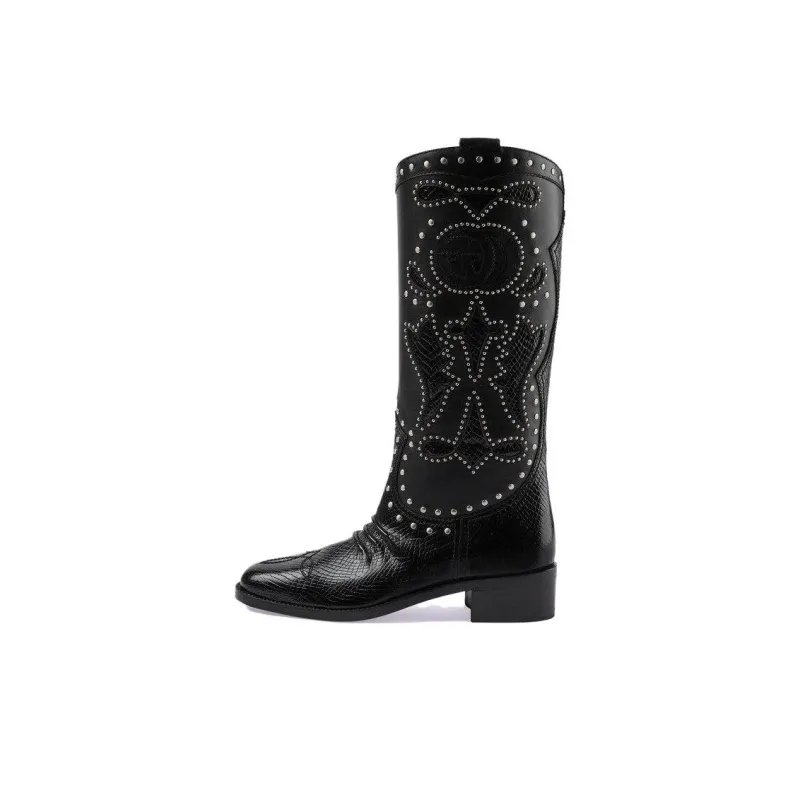 GUCCI Double G Knee-High Boots 3.5cm Women's Black-0