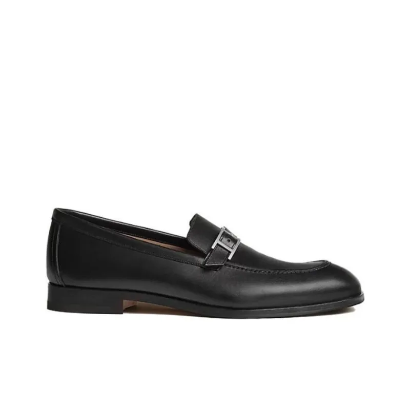 HERMES Chunky Heel Men's Casual Shoes Men's Black-1
