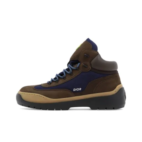DIOR Lace Up Ankle Boots Brown Blue