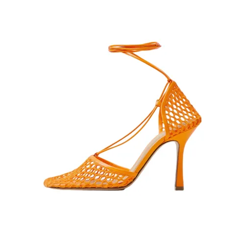 Bottega Veneta Squared Toe Lace Up Sandals Women's