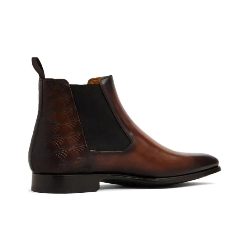 Magnanni Short Chelsea Boots Men's Brown-4