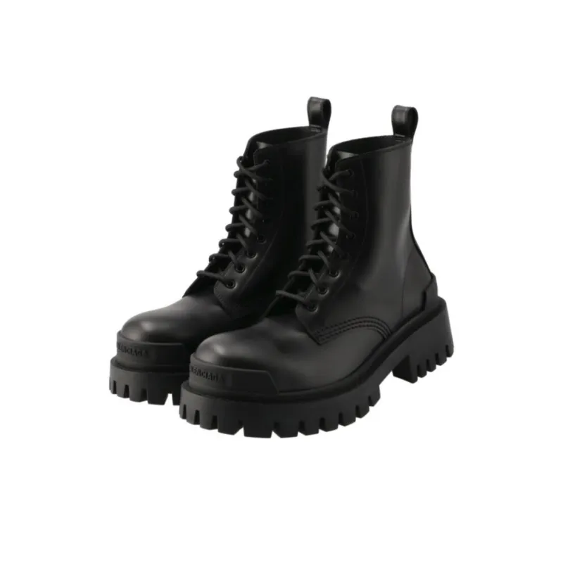 Balenciaga Strike Lace Up Boots 'Black Lambskin' Women's-2