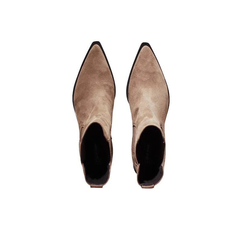 CALVIN KLEIN Short Chelsea Boots 6cm Women's Camel-3