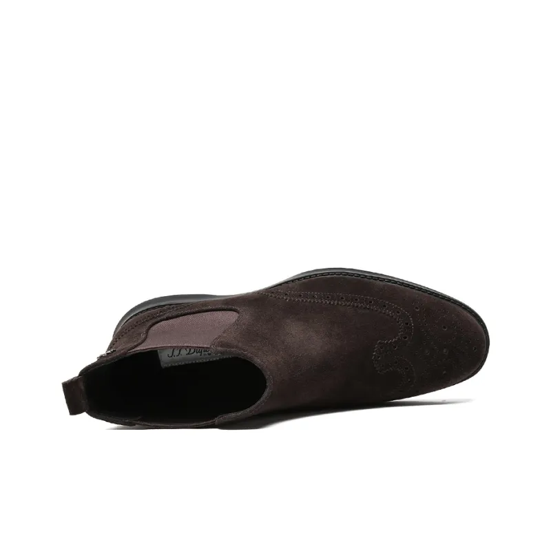 S. T.DUPONT Ankle-Length Suede Fabric Broke Thick Sole Men's Coffee-2