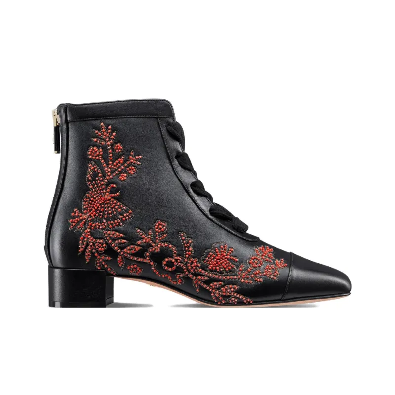 DIOR Naughtily-D Ankle Boots Women's Black Red-1