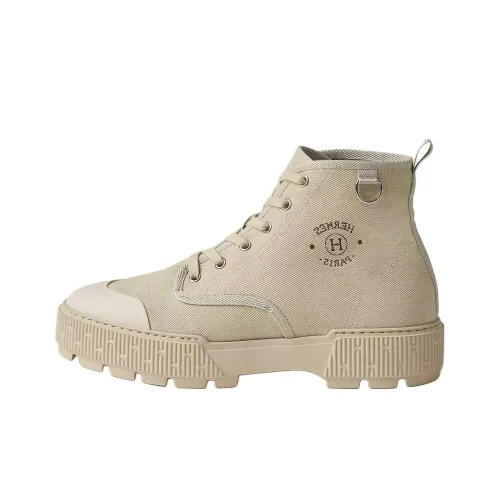 HERMES Itineraire Ankle Boots 3.7cm Men's Sandy Beige