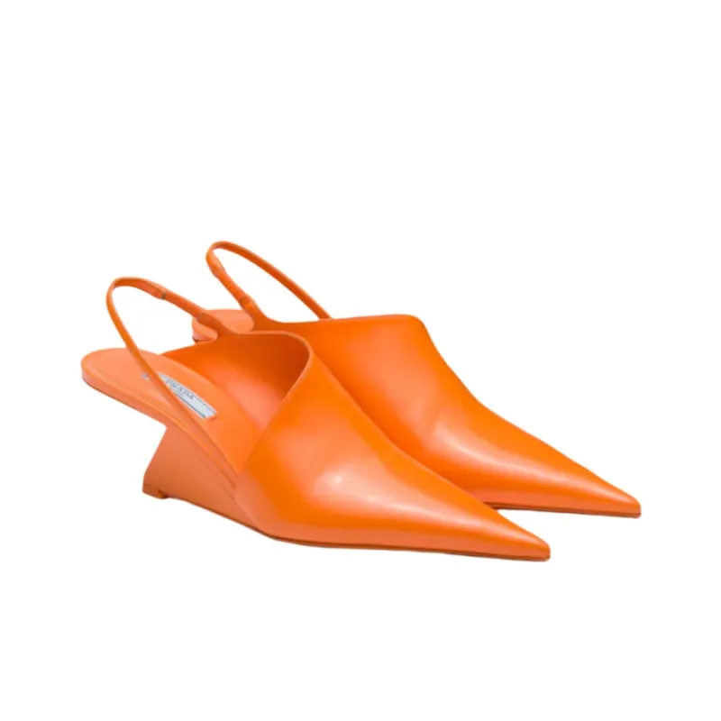 PRADA Wedge Heel High Heels Women's Orange-2