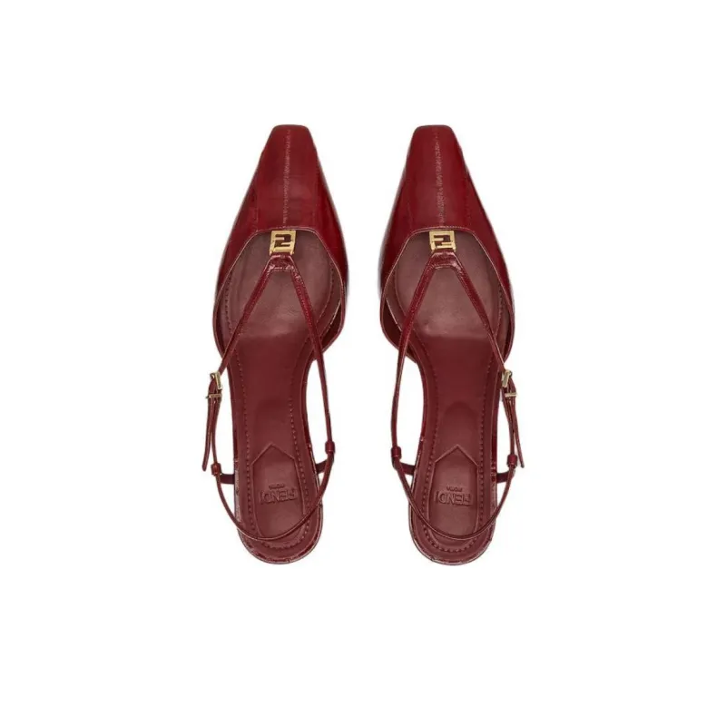 FENDI Cone Heel High Heels Women's Red-3