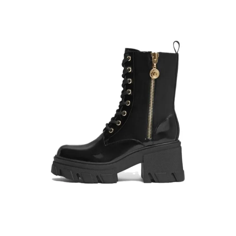 VERSACE JEANS Sophie Ankle Boots 8.5cm Women's Black Gold-0