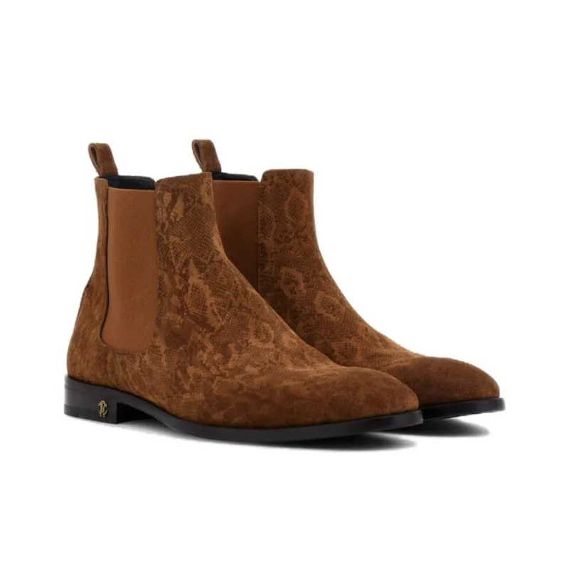 Roberto Cavalli Short Chelsea Boots Men's Brown-2