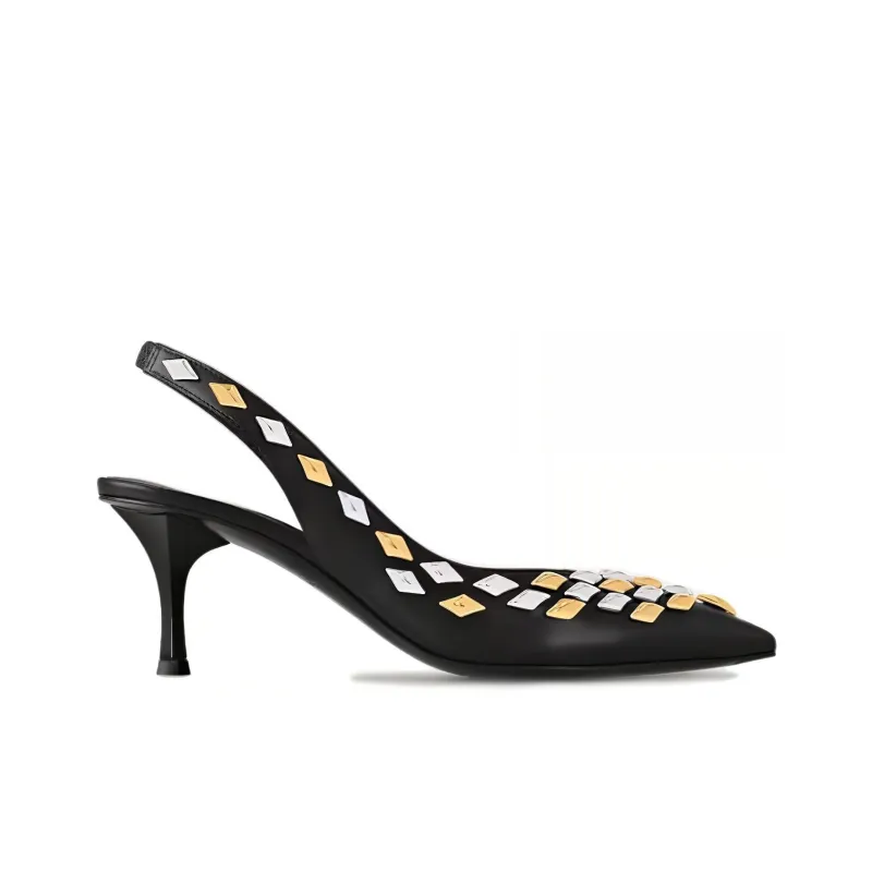 LOUIS VUITTON Gold Rush Slim Heel High Heels 6.5cm Women's Black-1