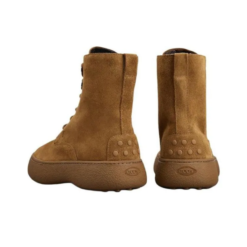 TOD'S Rounded-Toe Lace-Up Boots-3