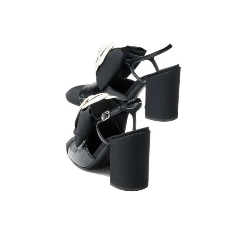 CHANEL Chunky Heel High Heels Women's Black-3