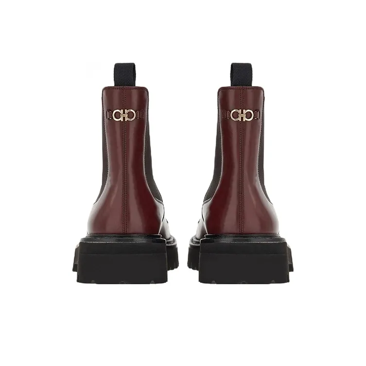 FERRAGAMO Short Chelsea Boots Men's Coffee-4