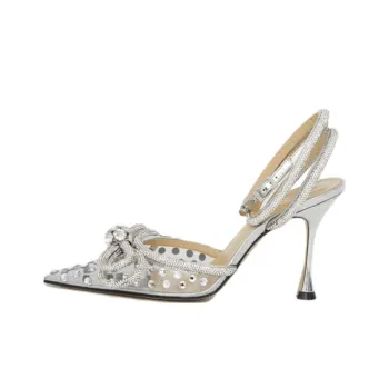 MACH & MACH Double Bow 100mm Crystal-embellished Pumps