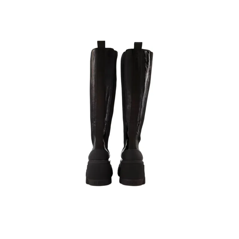 GANNI Knee High Chelsea Boots Women's Black-3