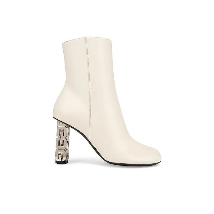 Givenchy G Block Heel High Heels 8.3cm Women's White-1