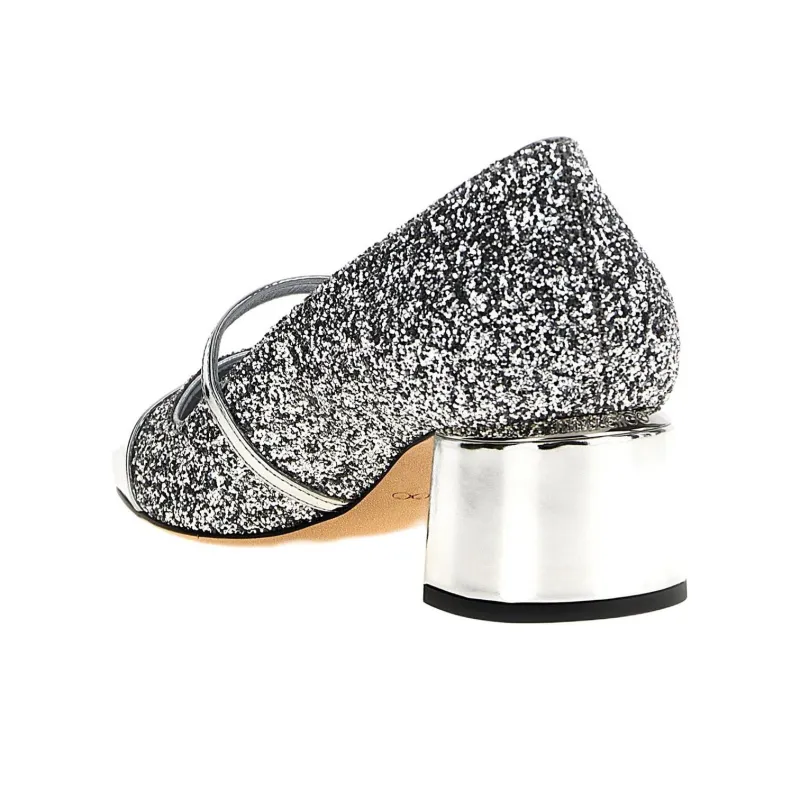 Jimmy Choo Elisa Chunky Heel High Heels 4.5cm Women's Silver-3