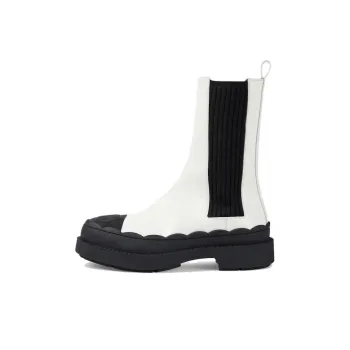 GUCCI Short Chelsea Boots 1.5cm Women's Ecru