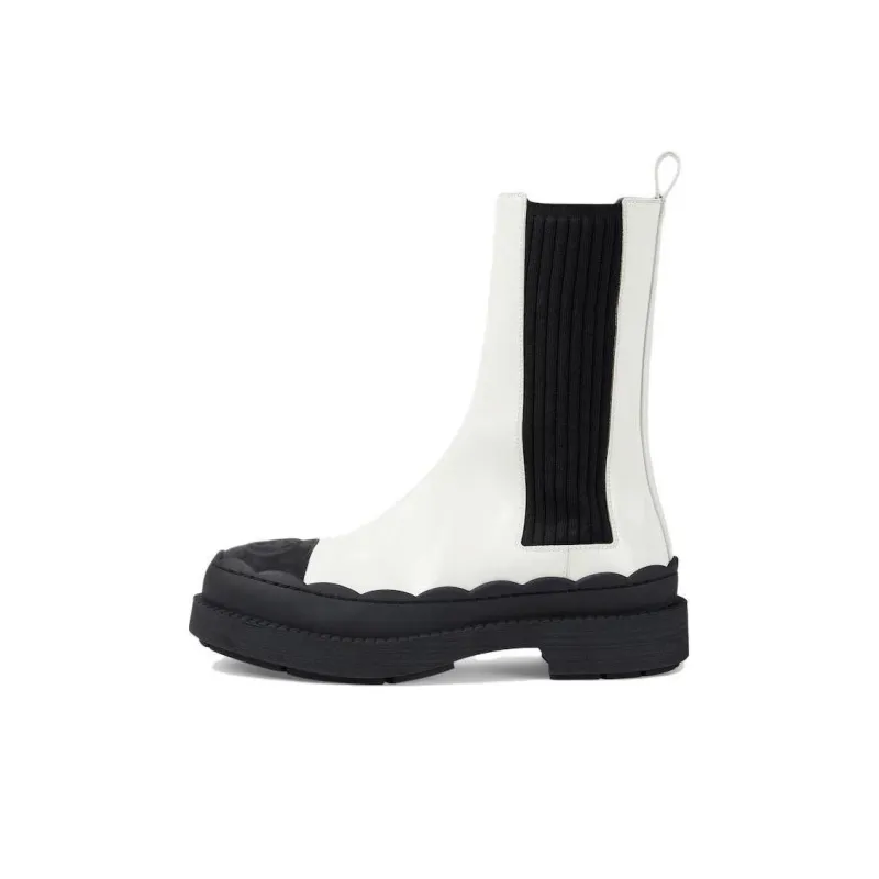 GUCCI Short Chelsea Boots 1.5cm Women's Ecru-0