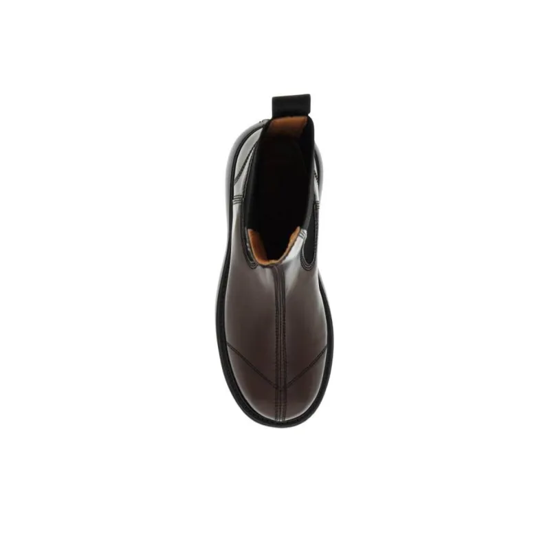 GANNI Short Chelsea Boots 4cm Women's Brown-4