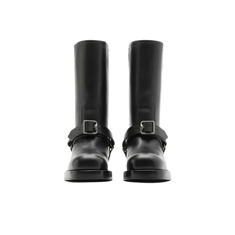 Burberry Women's Leather Saddle Low Boot 'Black'-2