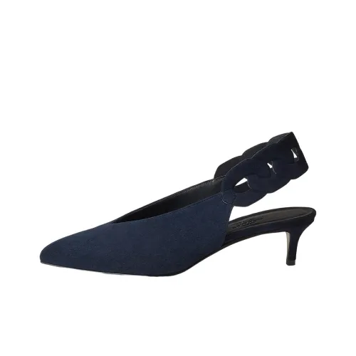 HERMES Gabriella Slim Heel High Heels 4cm Women's Blue