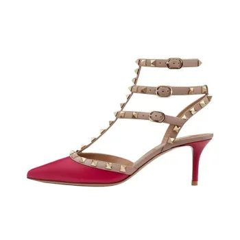 Valentino Rockstud Slim Heel High Heels 6.5cm Women's Red