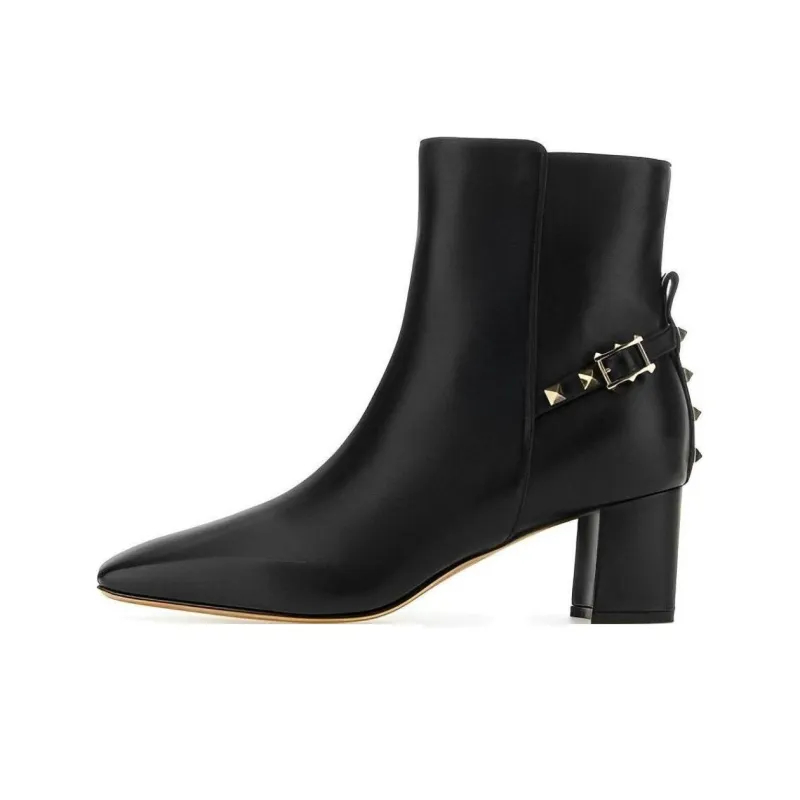Valentino Garavani Rockstud Square Toe Ankle Boots Women's-0