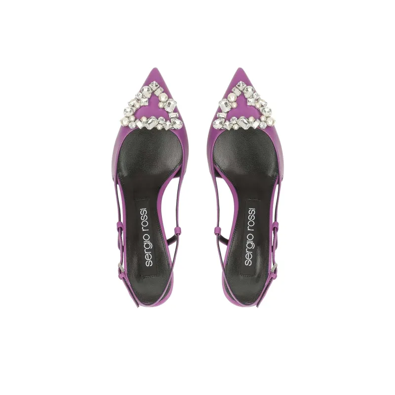 SERGIO ROSSI Sr Godiva Slim Heel High Heels 5cm Women's Purple-3