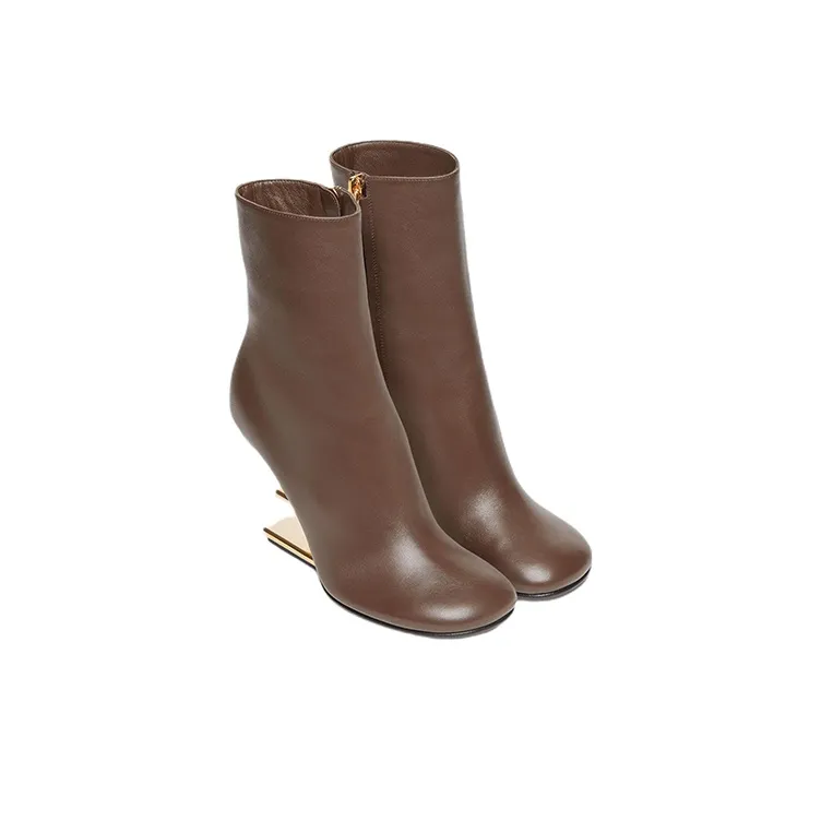 FENDI Fendi First Ankle Boots 9.5cm Women's Brown-3