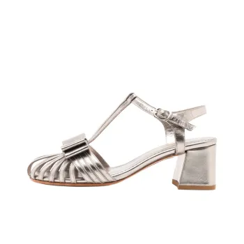 Sarah Chofakian Marly Chunky Heel High Heels 4.5cm Women's Silver