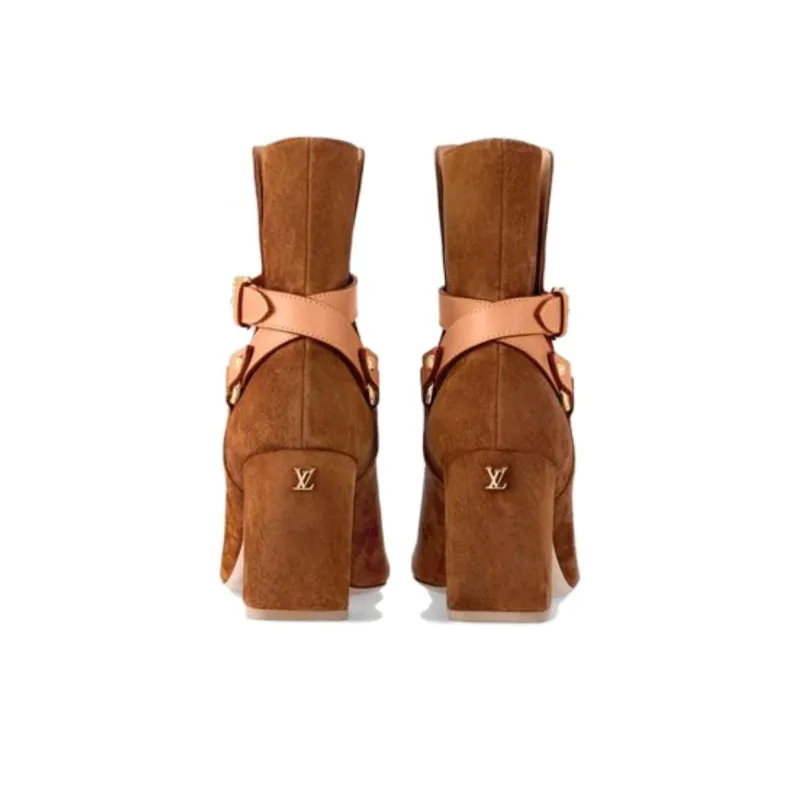 LOUIS VUITTON Parisienne Ankle Boots Women's Brown-4