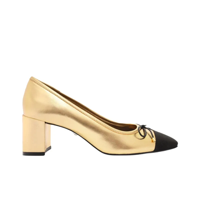 Schutz Arissa Block Chunky Heel High Heels 6.5cm Women's Gold-1