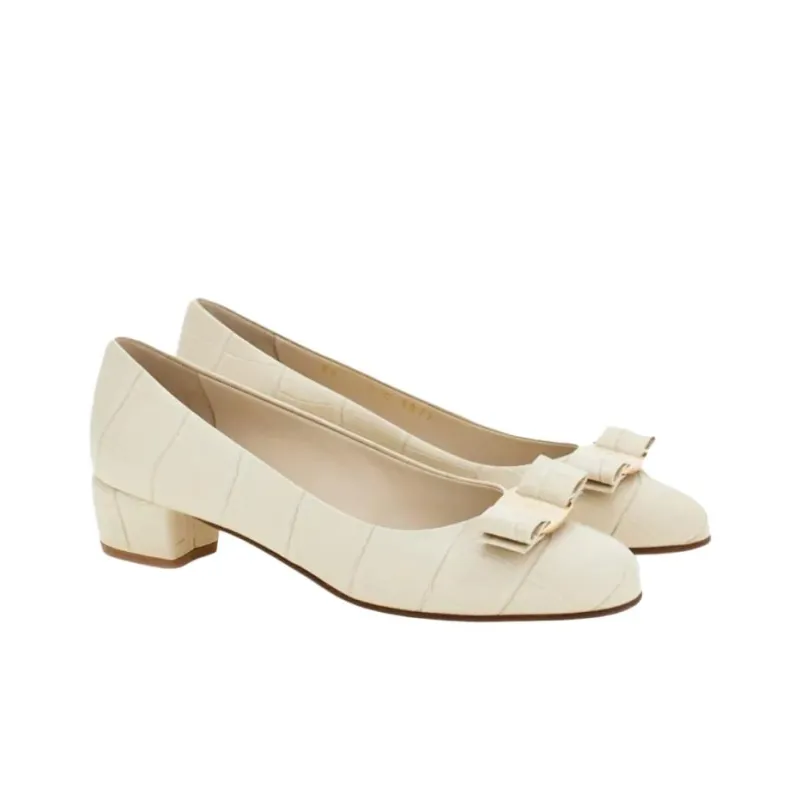 FERRAGAMO Vara High Heels 3cm Women's Beige-2