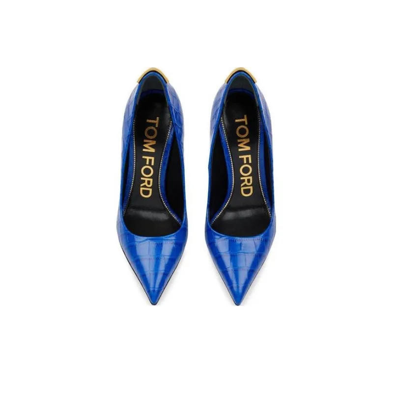 TF Slim Heel High Heels 10.5cm Women's Blue-4