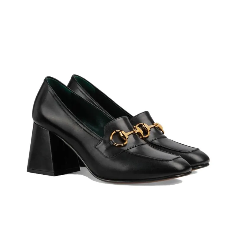 GUCCI Chunky Heel High Heels 3.5cm Women's Black-2