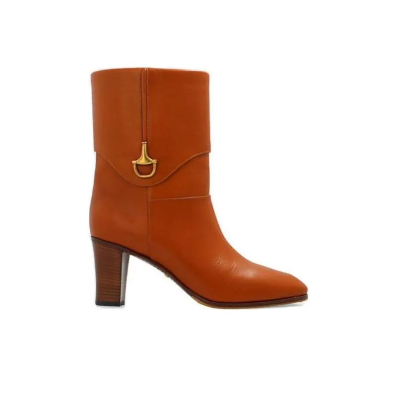 GUCCI Elizabeth Ankle Boots 8cm Women's Brown-1