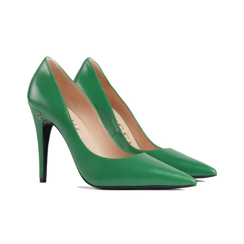 GUCCI Slim Heel High Heels 10.5cm Women's Green-1