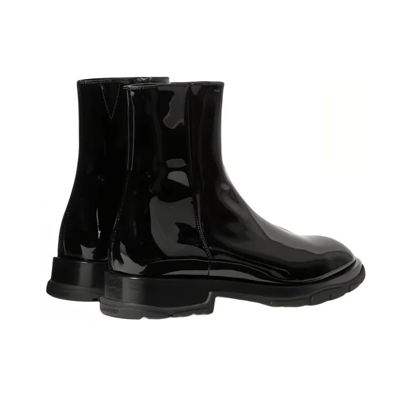 Alexander McQueen Patent leather Ankle Boots 'Black'-4