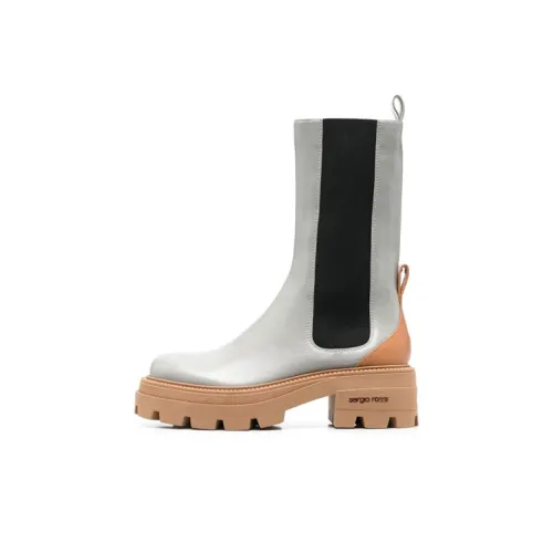 SERGIO ROSSI Mike Crew Chelsea Boots 6cm Women's Gray Black