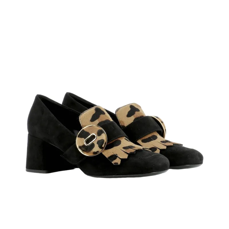 PRADA Chunky Heel High Heels 5.5cm Women's Black Brown-3