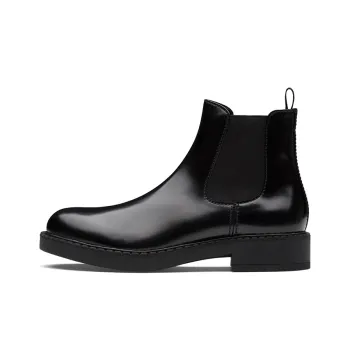 PRADA Brushed Calf Leather Chelsea Boot Black
