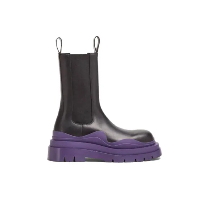 Bottega Veneta Tire Chelsea Boots Men's Black Purple-5