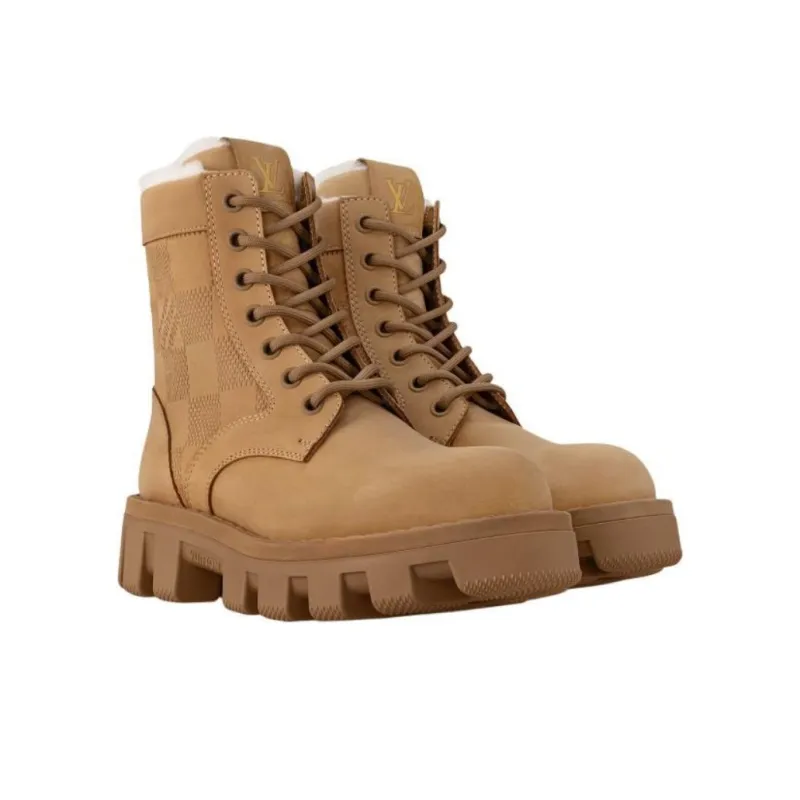LOUIS VUITTON Checker Short Martin Boot Men's Brown-2