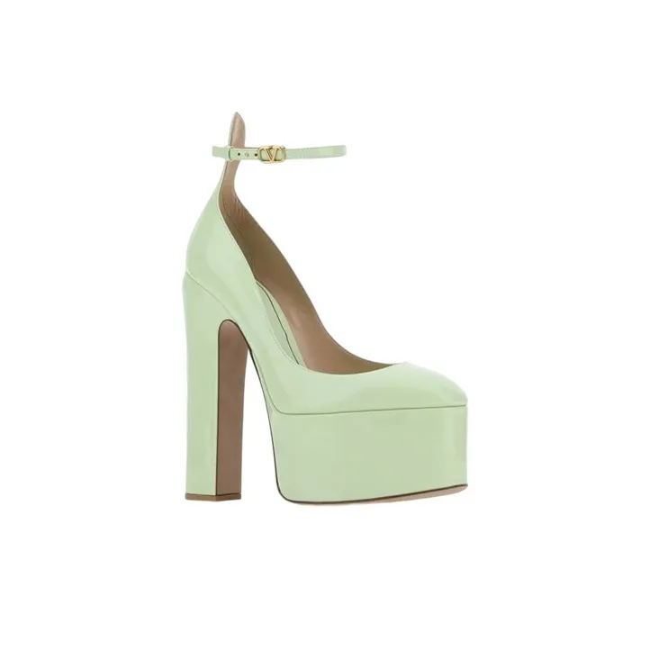 Valentino Chunky Heel High Heels 16cm Women's Green-3