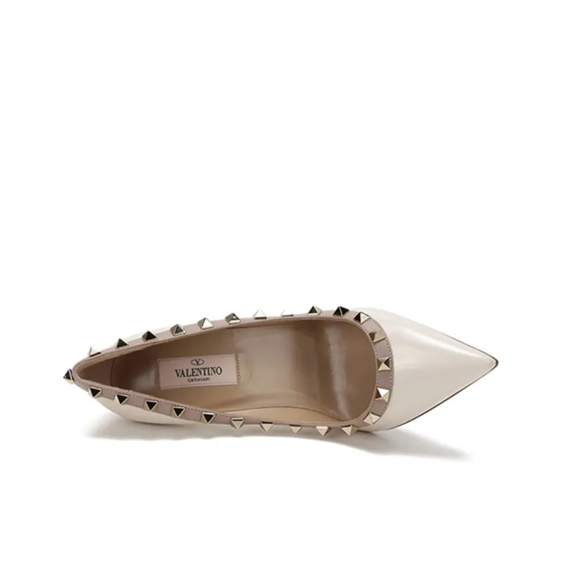Valentino Rockstud High Heels Women's Milk White-4