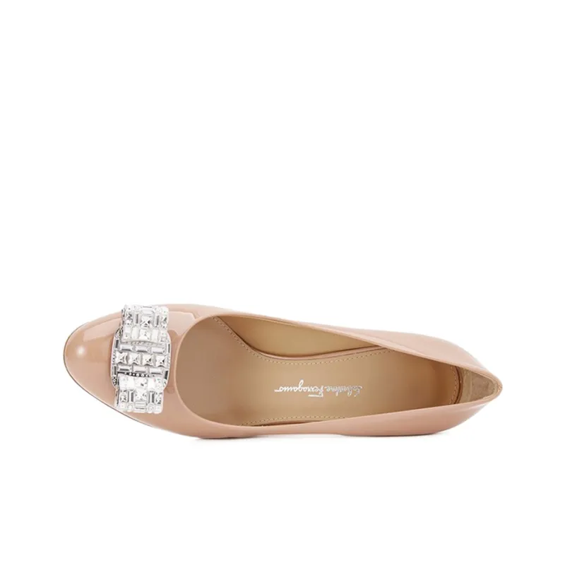 FERRAGAMO Slim Heel High Heels 7cm Women's Deep Nude Pink-3