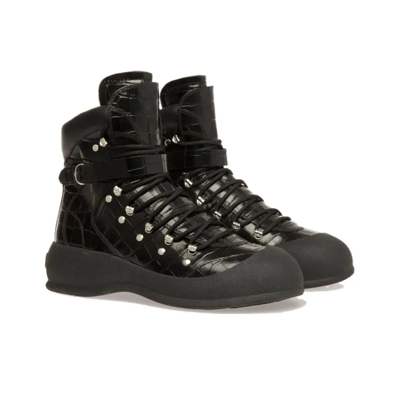BALLY Clyff Embossed-crocodile Leather Boots-2