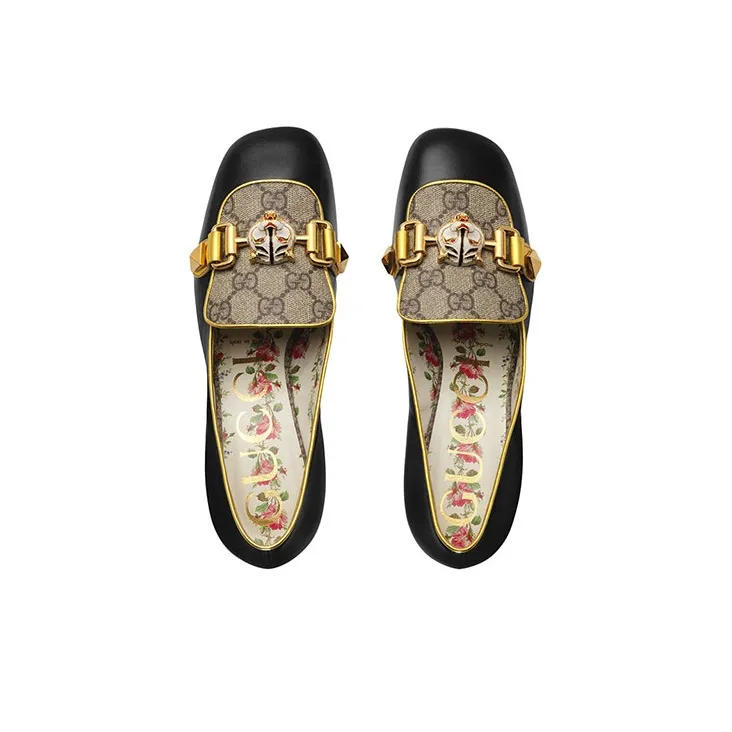 GUCCI Leather And GG Supreme Mid-heel Pumps-2